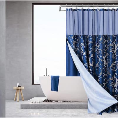 Dainty Home Smart Design Complete 2 in 1 Fabric Shower Curtain Waterproof Detachable Liner Set