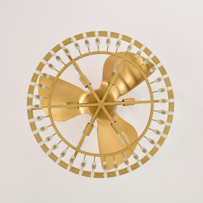 Anita 25-inch Matte Gold 6 Lights 3 Blades Lighted Ceiling Fan with Remote