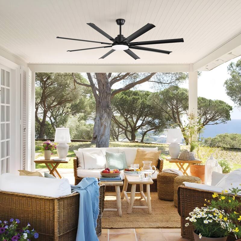 Sofucor 76/84Inch Large Industrial Ceiling Fan,Indoor/Outdoor Smart with Lights and Remote,Work with Alexa/Google