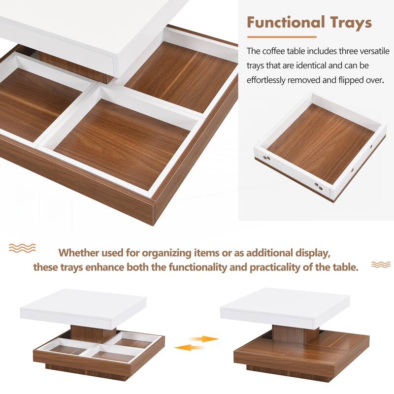 Modern Square 360 Degree Rotating Coffee Table