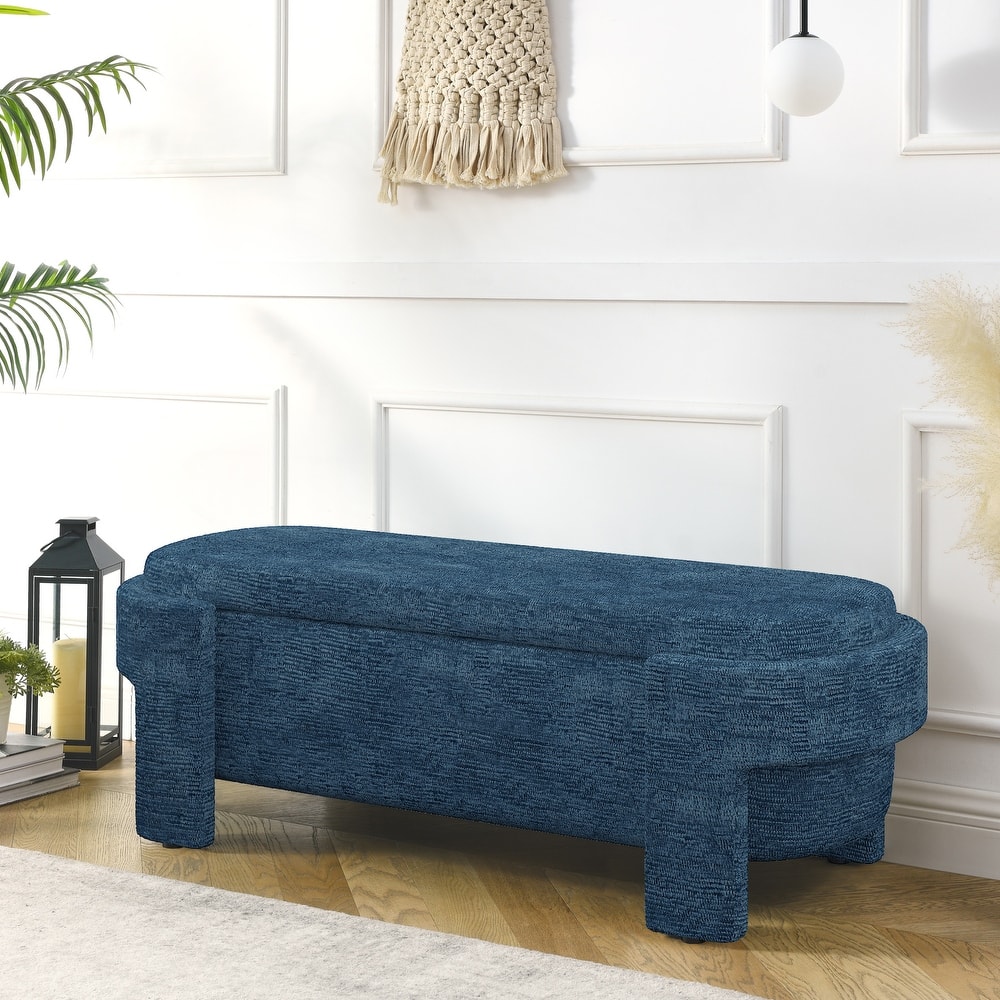 Roomfitters Linen Upholstered Storage Bench with Large Hidden Compartment for Bedroom, Entryway or Living Room
