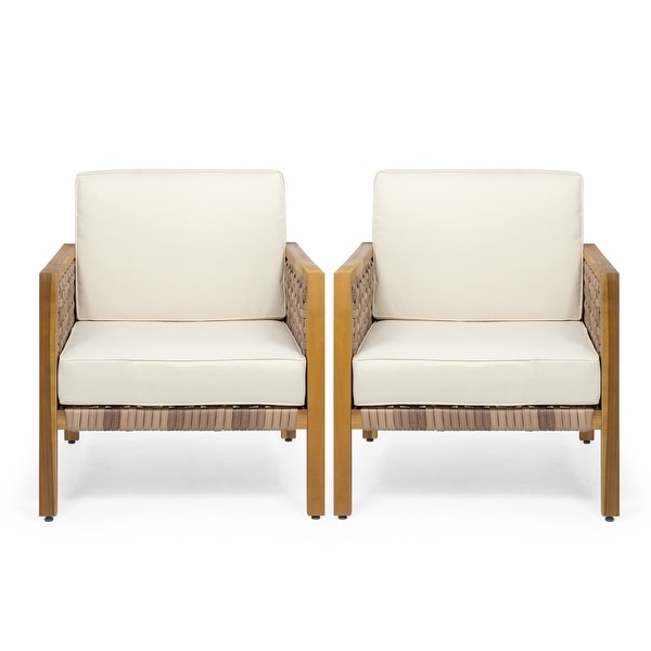 Joliet Acacia Wood and Wicker Outdoor Club Chair by Christopher
