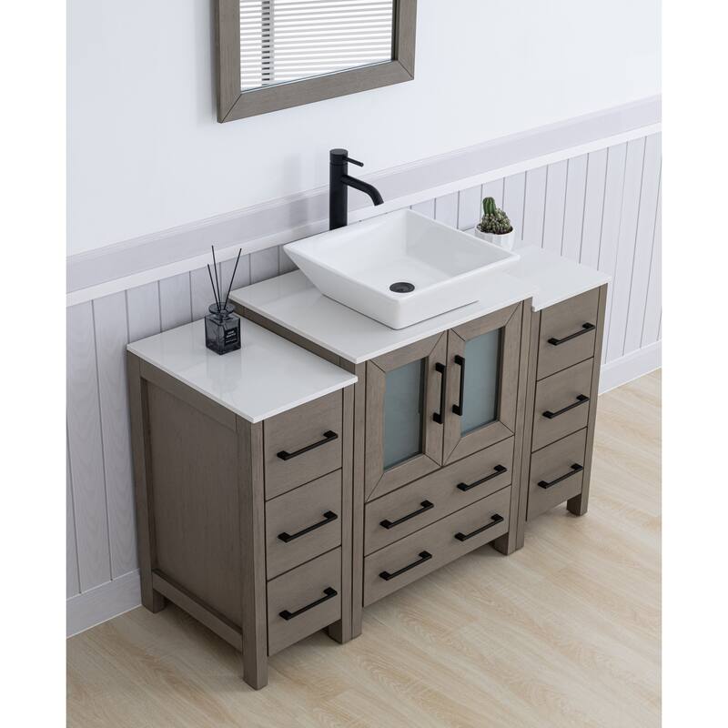 Vanity Art 48" Single Sink Bathroom Vanity Set with Engineered Marble Top and Free Mirror - 48 W X 18.5 D X 31.1 H