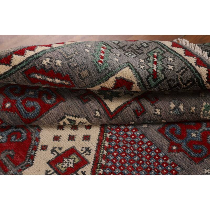 Geometric Kazak Accent Rug Handmade Bedroom Wool Carpet - 3'6" x 5'2"