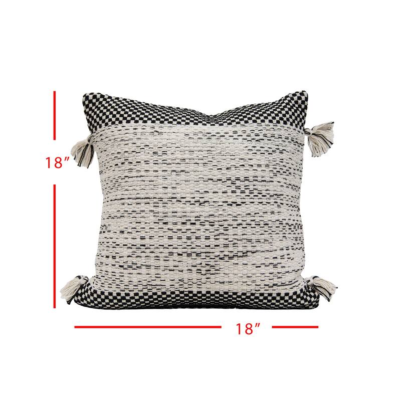 Foreside Home & Garden 18x18" Woven Black Cotton w/Poly Fill Pillow
