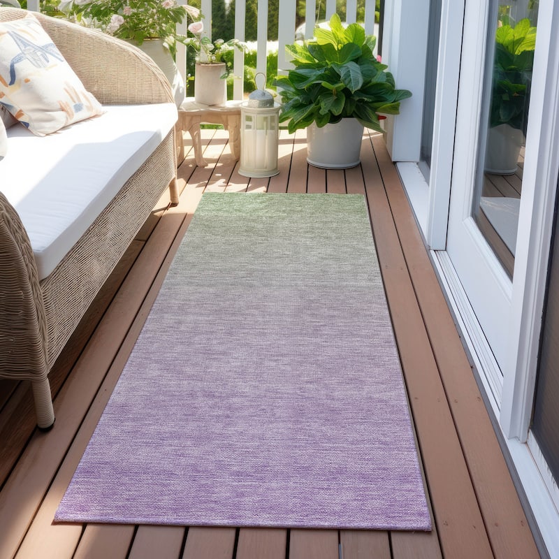 Machine Washable Indoor/ Outdoor Chantille Ombre Solid Rug - Aloe - 2'3" x 7'6"