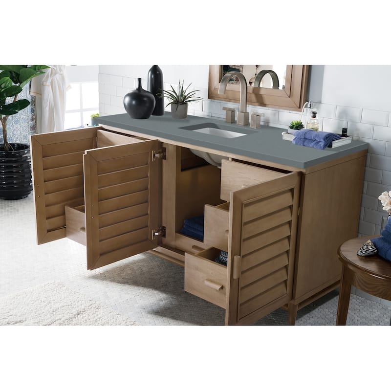 James Martin Vanities Portland 60" Single Vanity, Whitewashed Walnut
