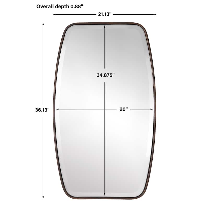 Rounded Metal Framed Wall Mirror - 36" - Bronze Finish