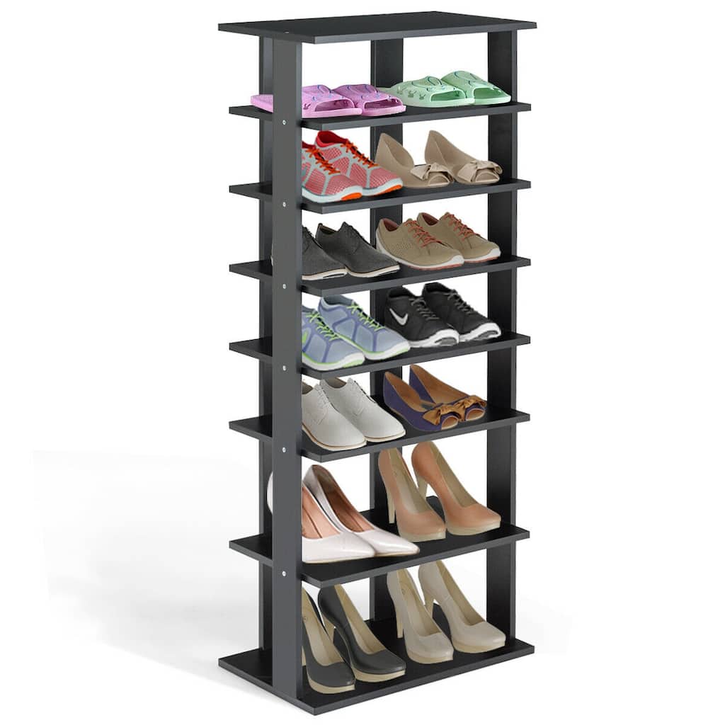 Gymax Patented 7-Tier Dual Shoe Rack Practical Free Standing Shelves