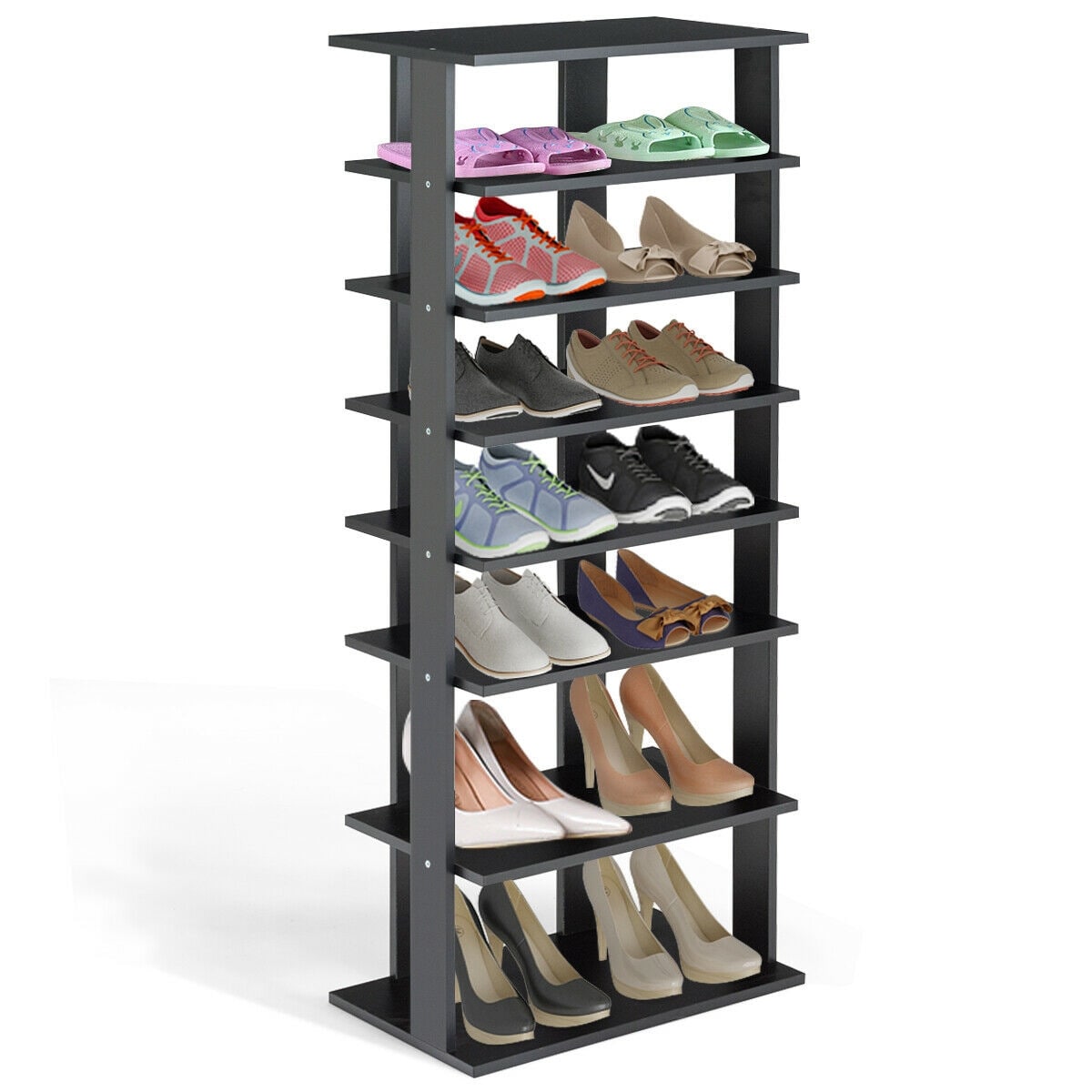 Gymax Patented 7-Tier Dual Shoe Rack Practical Free Standing Shelves