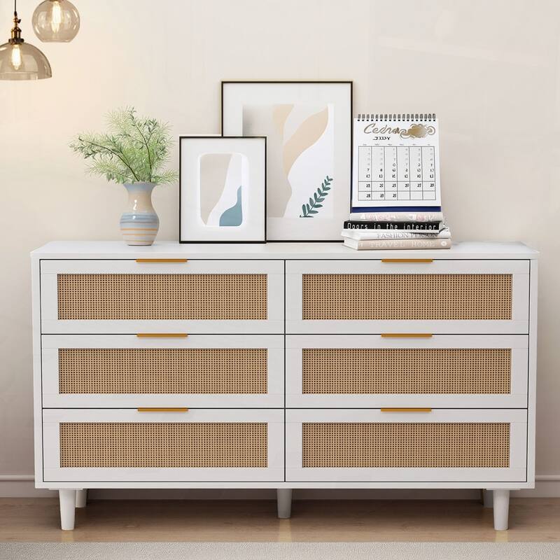 6-Drawers Rattan Storage Cabinet Rattan Drawer
