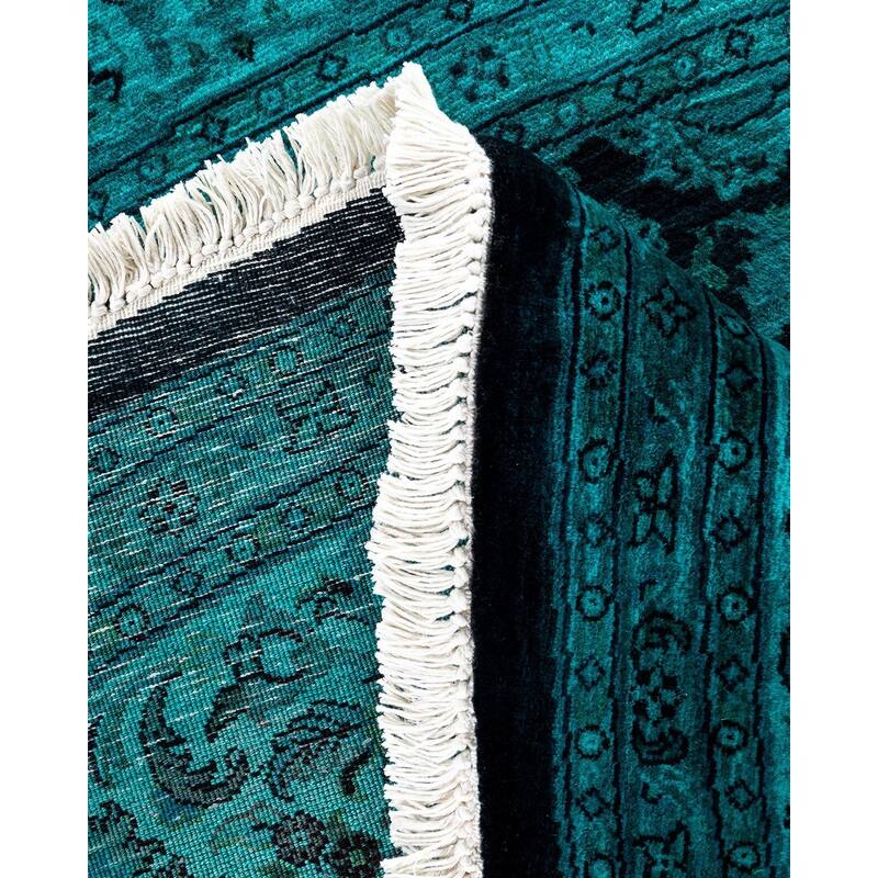 Fine Vibrance, One-of-a-Kind Hand-Knotted Area Rug - Green, 6' 7" x 6' 9" - 6' 7" x 6' 9"