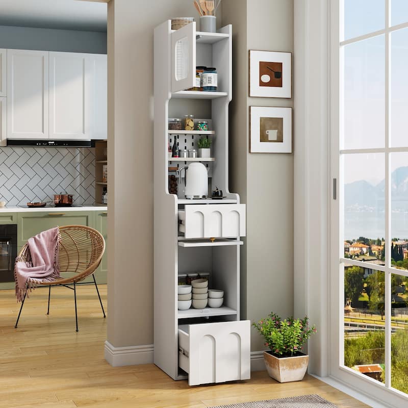 White Sideboard Storage Cabinet - Stylish & Multi-Functional with Glass Doors