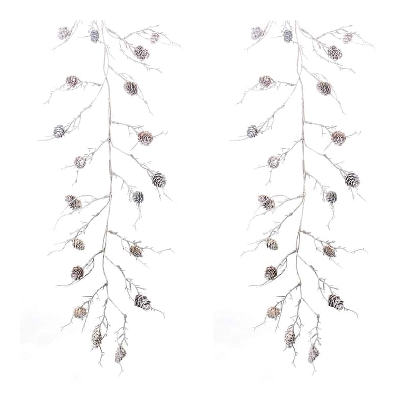 Flocked Pinecone Artificial Christmas Garlands 5.5' x 12" Unlit 2
