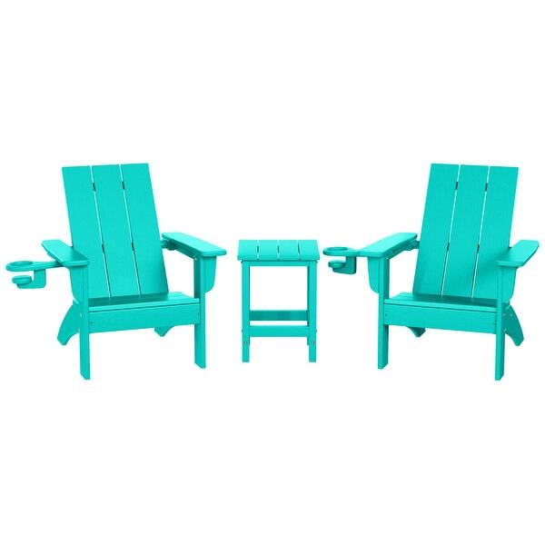 slide 2 of 60, Shoreside Kids Outdoor Poly Adirondack Chair with Side Table 3-Piece Set Turquoise