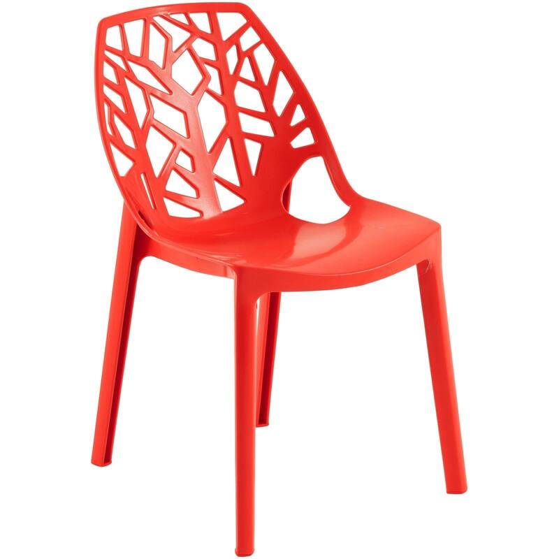 Stackable Dining Chair in Polypropylene (Set of 2) Modern Cut-out Design Backrest Accent Side Chair