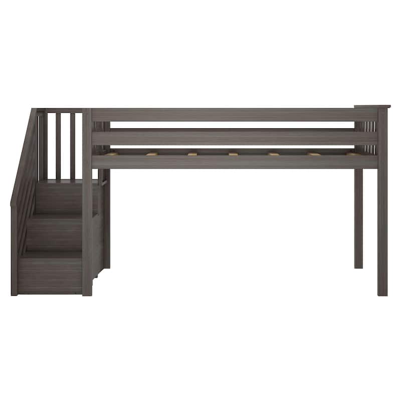 Max and Lily Twin Size Low Loft with Stairs