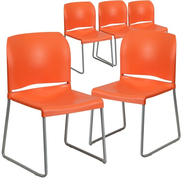 5 Pack 880 lb. Capacity Full Back Contoured Sled Base Stack Chair. Opens flyout.