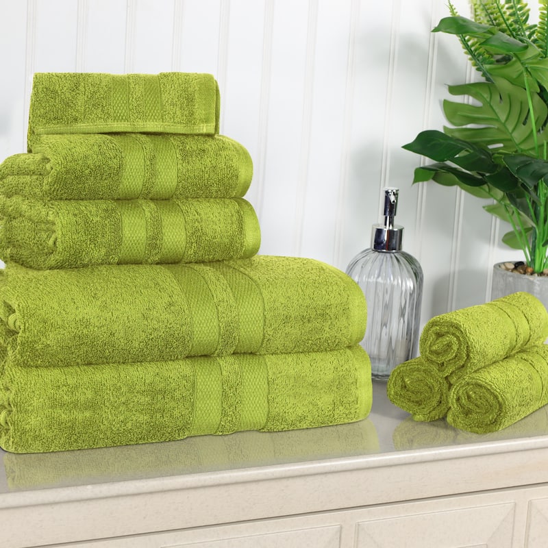 Superior Cotton Quick-Drying 8 Piece Highly Absorbent Towel Set - Celery