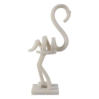 Resin Flamingo Sculpture Modern Abstract Figurine - 19" White - 9" x 4.5" x 18.75"