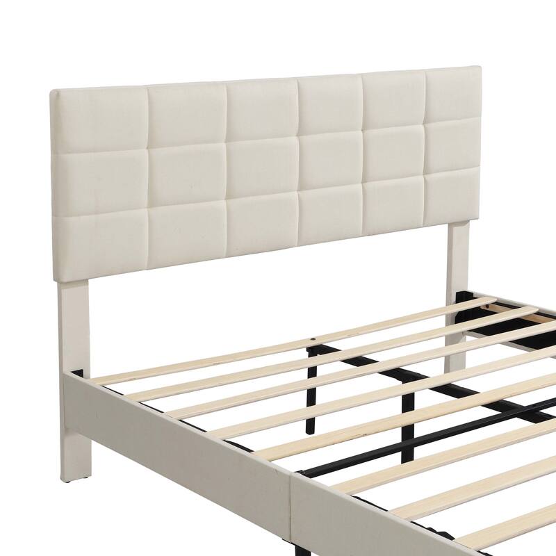 Platform Bed Frame with Fabric Upholstered Headboard