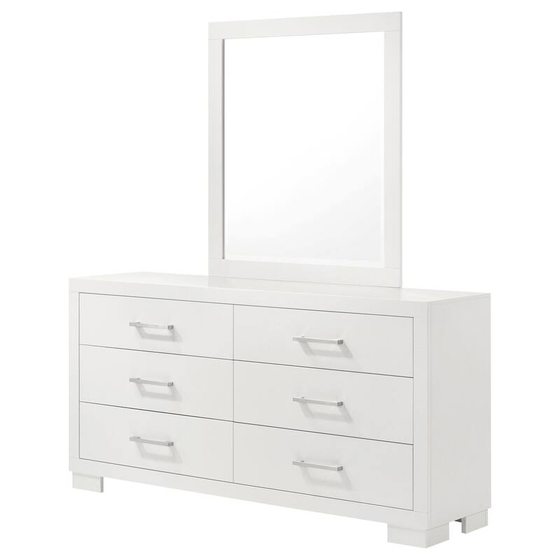 6-Drawer Cream White Dresser with Mirror, Smooth Glide Drawers, Clean Contemporary Look, and Ample Storage Space
