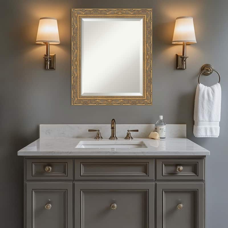 Filigree Beveled Framed Bathroom Vanity Wall Mirror