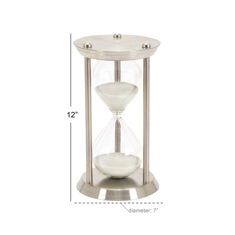 Metal Hourglass Sand Timer - Silver - Roche River Decor