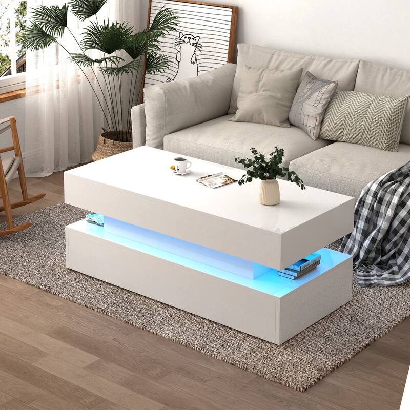 Three-Tier Foldable Coffee Table With Drawers