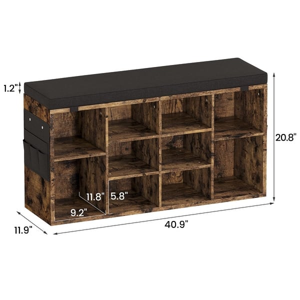 dimension image slide 4 of 7, Shoe Storage Bench Cubby Organizer for Entryway