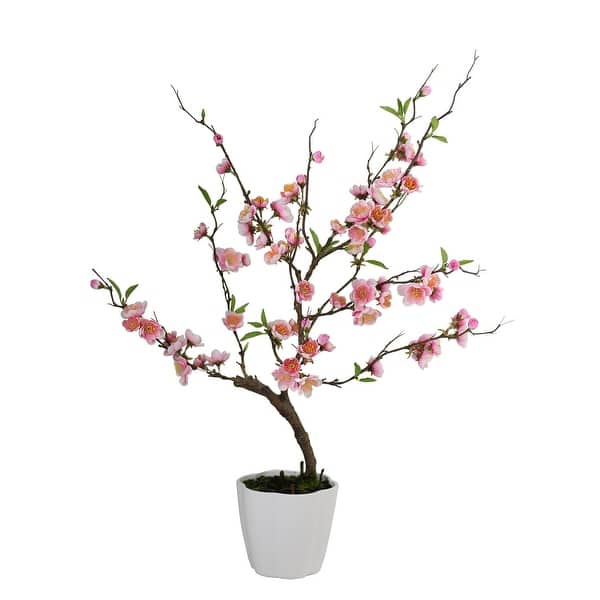 Shop 28 Pink Artificial Ming Cherry Blossom Tree In A Pot Table