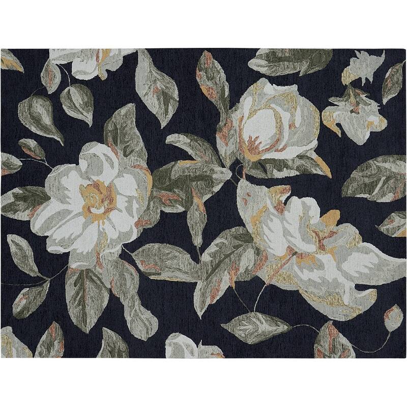 Handmade Delphi Collection Black/Ivory Wool Area Rug