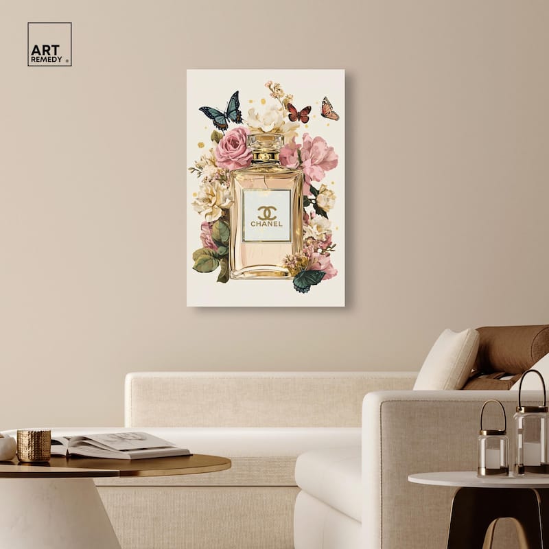 Glam Bloom Butterfly Perfume Canvas by Art Remedy, Gallery Wrapped
