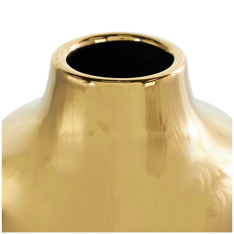 CosmoLiving by Cosmopolitan Black or White Ceramic Vase with Abstract Gold Melting Drips