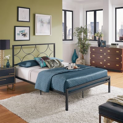 Citlati Metal Platform Bed with Twinkling Star Headboard by iNSPIRE Q Classic