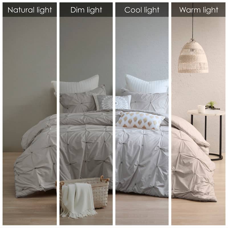 INK+IVY Masie 3 Piece Elastic Embroidered Cotton Comforter Set