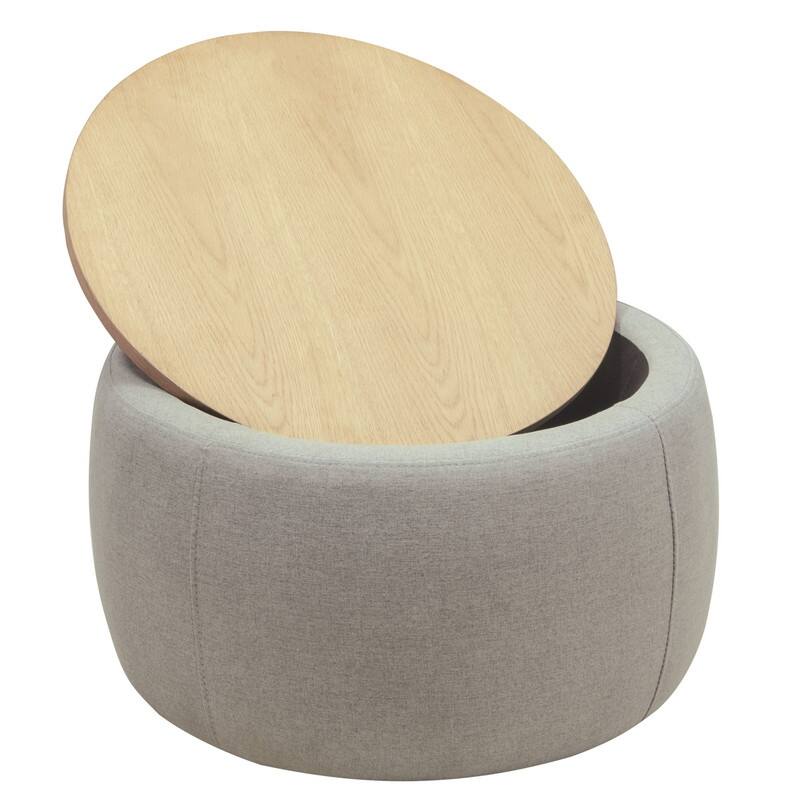 Round Storage Ottoman for End Table