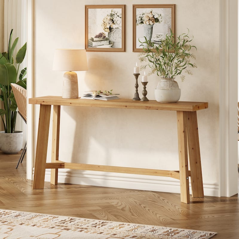 63-Inch Solid Wood Console Table for Living Room
