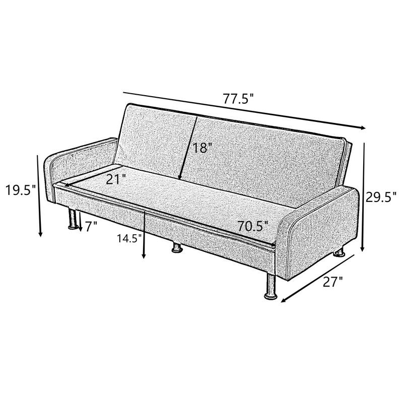 77.5" Wide Flannel Living Room Sofabed