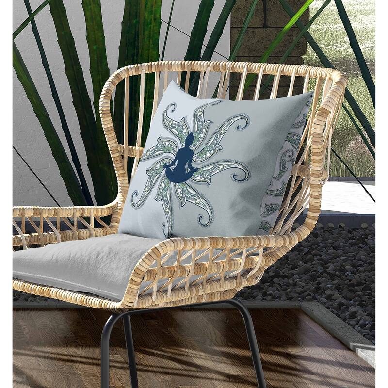Mystic Silence Indoor/Outdoor Reversible Throw Pillow Blue and Opal