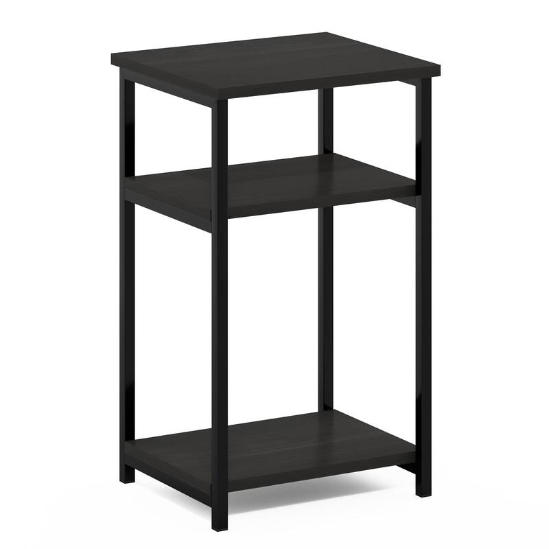 Furinno Just 3-Tier Industrial Metal Frame End Table with Storage Shelves, 1-Pack, Espresso - Espresso