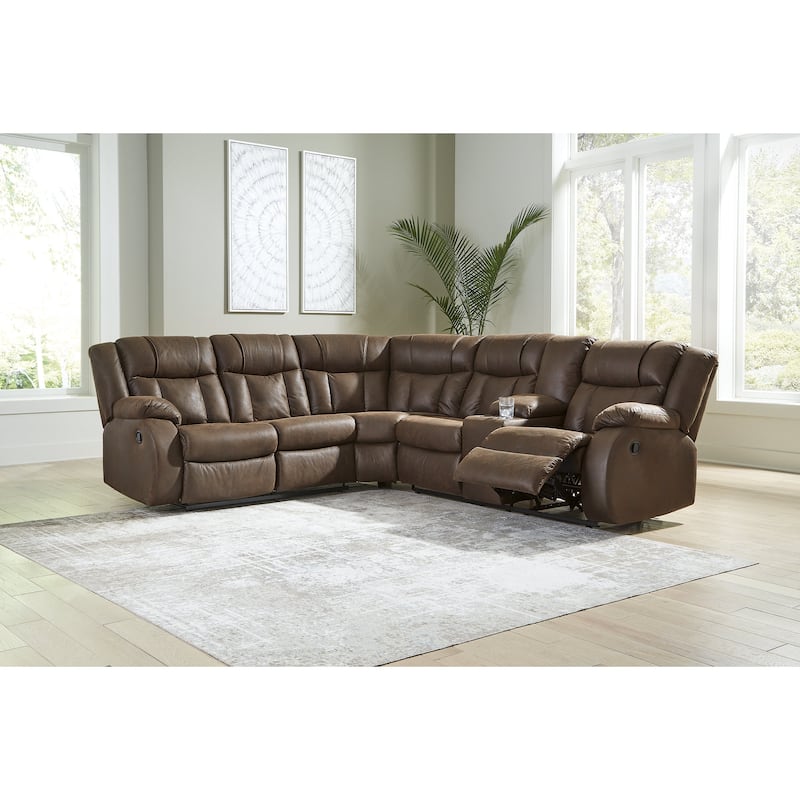 Signature Design by Ashley Trail Boys Brown 2-Piece Reclining Sectional - 118"W x 105"D x 39"H