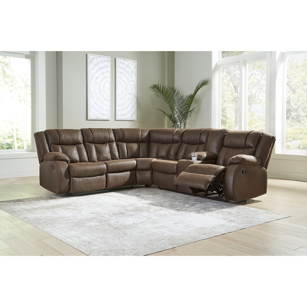 Signature Design by Ashley Trail Boys Brown 2-Piece Reclining Sectional - 118"W x 105"D x 39"H