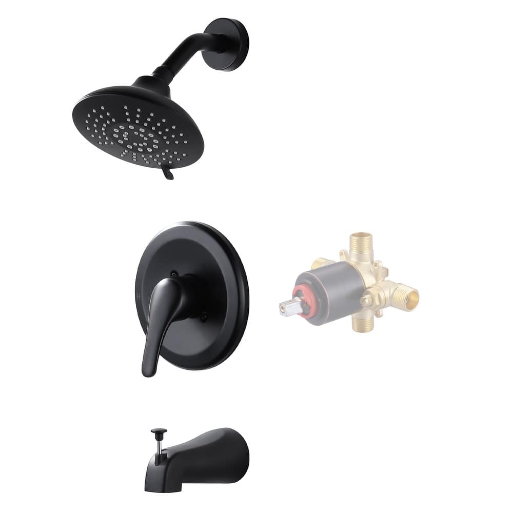 WOWOW Single Handle 5-Spray Shower Faucet with Tub Spout