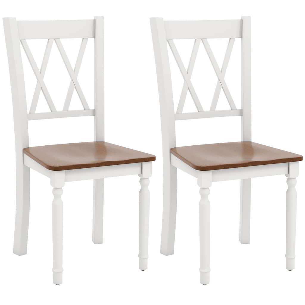 Gymax Dining Chairs Set of 2 Wood Farmhouse Dining Room Side Chairs