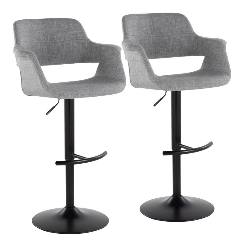 Lumisource Barstool with Swivel in Black and Charcoal, Set of 2 - 19"Lx23.5"Wx39-47.5"H