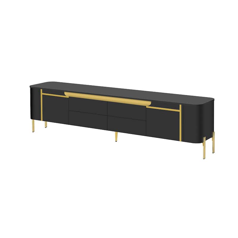 74.8" TV Stand with Storage with 2 Cabinets & 4 Drawers, Golden Metal Legs