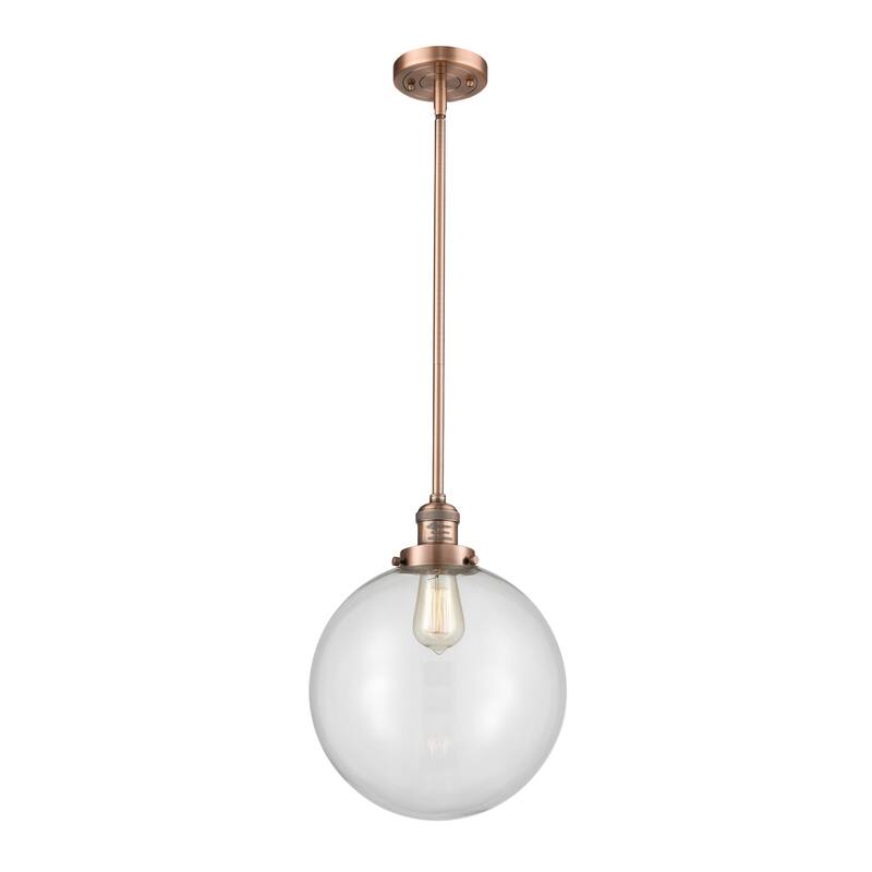 Innovations Lighting Franklin Restoration Beacon - 1 Light 12" Stem Hung Mini Pendant - Clear/Antique Copper