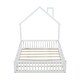 preview thumbnail 12 of 14, Wood Full Size House Platform Bed with Guardrail