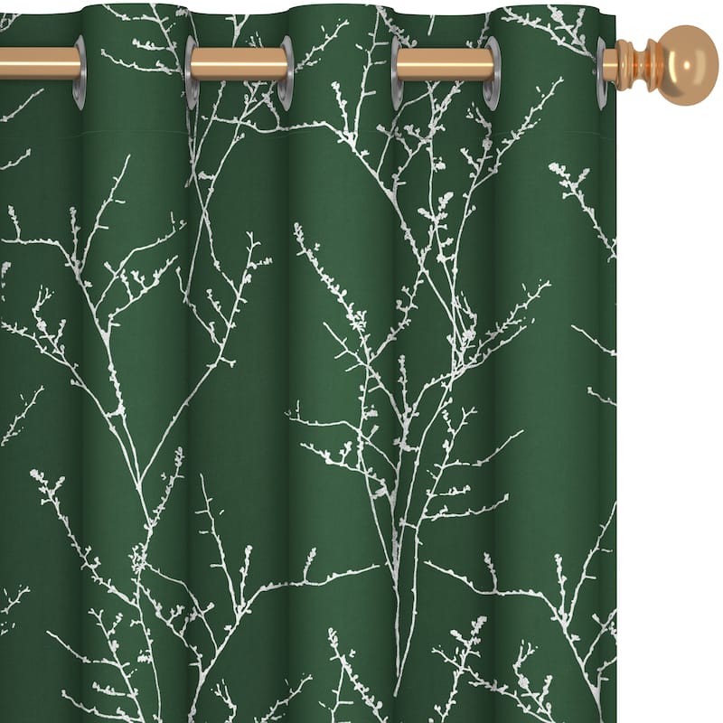 Deconovo Blackout Silver Tree Twigs Curtains(2 Panel)